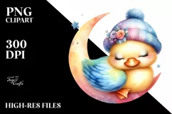 Colorful Baby Duck | Sleeping Moon Clipart Product Image 1