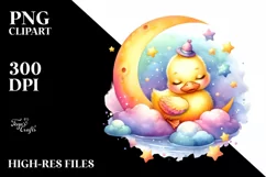 Colorful Baby Duck | Sleeping Moon Clipart Product Image 1