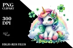 Baby Unicorn with Patch of Clover PNG Product Image 1