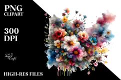 Colorful Grungy Flower Painting, PNG Product Image 2