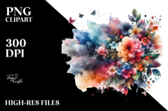 Colorful Grungy Flower Painting, PNG Product Image 2
