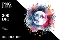 Watercolor Abstract Moon Foliage Stars | Sublimation | Product Image 2