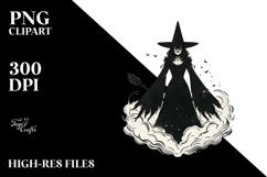 Simple Watercolor Retro Evil Witch PNG Product Image 2