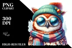 Funny Cute Owl Watercolor Scarf Sunglasses Product Image 3