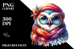 Funny Cute Owl Watercolor Scarf Sunglasses Product Image 3