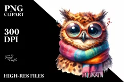 Funny Cute Owl Watercolor Scarf Sunglasses Product Image 3