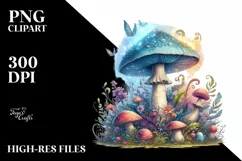 Magical Mushroom Watercolor Splash PNG Product Image 3
