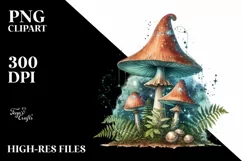 Magical Mushroom Watercolor Splash PNG Product Image 3