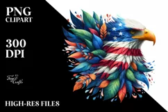 Abstract Eagle in USA Flag Colors PNG Product Image 3