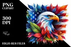 Abstract Eagle in USA Flag Colors PNG Product Image 3