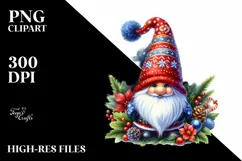 Vibrant Detailed Christmas Gnome, PNG Product Image 1