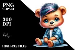 Vibrant Baby Bear with Cool Haircut PNG Product Image 2