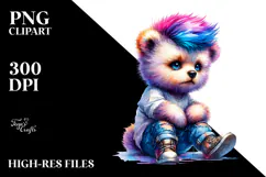 Vibrant Baby Bear with Cool Haircut PNG Product Image 2