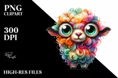 Colorful Baby Lamb | Crazy Eyes Clipart Product Image 3
