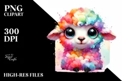 Colorful Baby Lamb | Crazy Eyes Clipart Product Image 1
