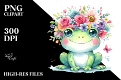 Pastel Flower Crown Frog | Sublimation | Clipart Product Image 2