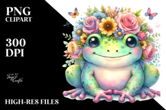 Pastel Flower Crown Frog | Sublimation | Clipart Product Image 2