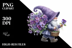 detailed Violet Bouquet Watercolor Clipart Product Image 3