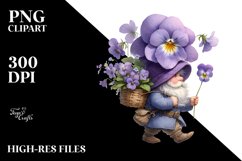 detailed Violet Bouquet Watercolor Clipart Product Image 3