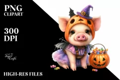 Halloween Baby Pig Watercolor Sticker | Sublimation | Product Image 1