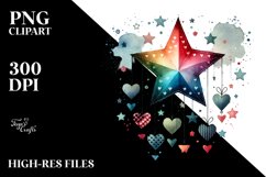 Washed Star with Hearts PNG Product Image 2