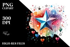 Washed Star with Hearts PNG Product Image 2