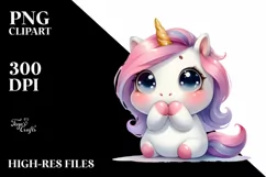 Funny Unicorn with Big Eyes, Transparent PNG Product Image 1