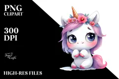 Funny Unicorn with Big Eyes, Transparent PNG Product Image 2