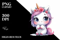 Funny Unicorn with Big Eyes, Transparent PNG Product Image 1