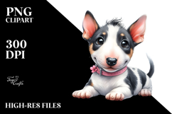 Watercolor Baby Cartoon Bull Terrier PNG Product Image 2