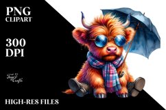 Vibrant Baby Highlandcow with Cool Haircut PNG Product Image 3