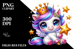 Smiling Unicorn with Royal Crown PNG Product Image 2