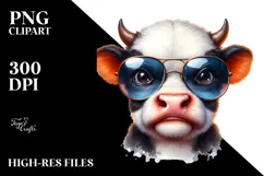 Funny Cow with Sunglasses PNG Product Image 2