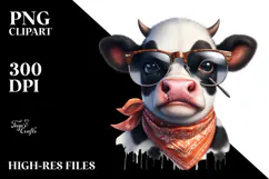 Funny Cow with Sunglasses PNG Product Image 2