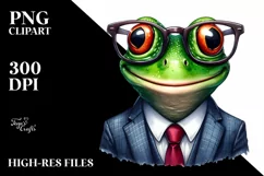 Funny Cute Frog Portrait Smiling | Watercolor Clipart Product Image 3