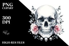 Simple Watercolor with Skull PNG Product Image 2