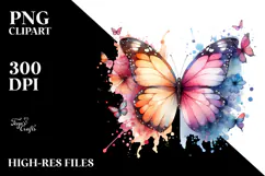 Cute Butterfly Splash Painting, PNG Product Image 2