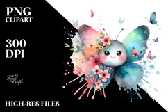 Cute Butterfly Splash Painting, PNG Product Image 2
