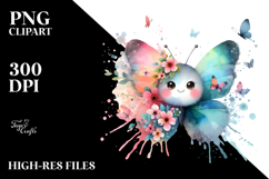 Cute Butterfly Splash Painting, PNG Product Image 2