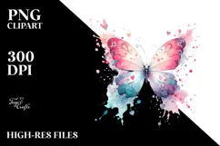 Cute Butterfly Splash Painting, PNG Product Image 2
