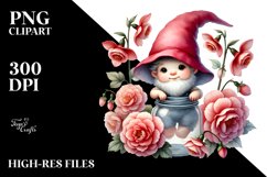 Cute Baby Gnome with Begonia Floral Frame, Transparent PNG Product Image 2