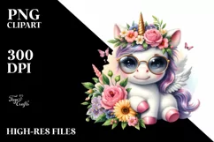Cute Baby Unicorn with Sunglasses | Sublimation | Clipart Product Image 3