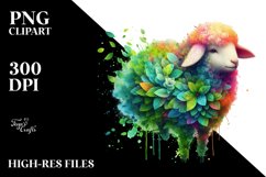Abstract Vibrant Watercolor Lamb, Transparent PNG Product Image 3