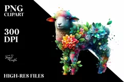 Abstract Vibrant Watercolor Lamb, Transparent PNG Product Image 1