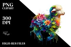 Abstract Vibrant Watercolor Lamb, Transparent PNG Product Image 1