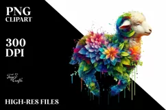 Abstract Vibrant Watercolor Lamb, Transparent PNG Product Image 1