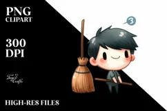 Funny Watercolor Broom | Sublimation | Clipart Product Image 3