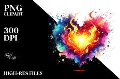 Colorful Fiery Heart Digital Painting PNG Product Image 2
