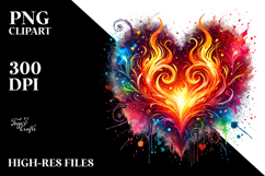 Colorful Fiery Heart Digital Painting PNG Product Image 2
