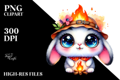 Cute Baby Rabbit with Campfire, High-Res PNG Product Image 2